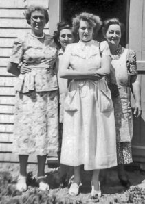 Emma Goyetche of Gloucester, MA; Clarice Goyetche of Petit de Grat, NS; Tina Goyetche of Gloucester, MA and Maria Goyetche of Petit de Grat, NS (1948)