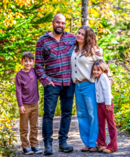 Amy (Boudreau) & Jeevan Singh with children Hudson & Priya  (2024)
