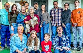 Descendents of Marie Marthe Goyetche Pond in Texas: Seated Kate Swan, Cashion Cuniff, Guthrie Cuniff, Charlie Ripper. Standing: Morris Swan, Paige Hardin, Laura Swan, Troy & Wanda Cuniff, Joe Cuniff, Kelli Wilson, Eric Ripper, Claire Ripper, Jud Ripper.
